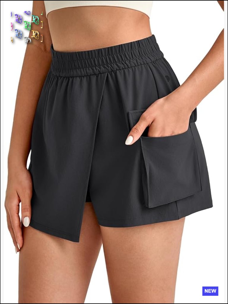 High-Waisted Cargo Wrap Skort With Pockets 4-Way Stretch Mini Athletic Skirt